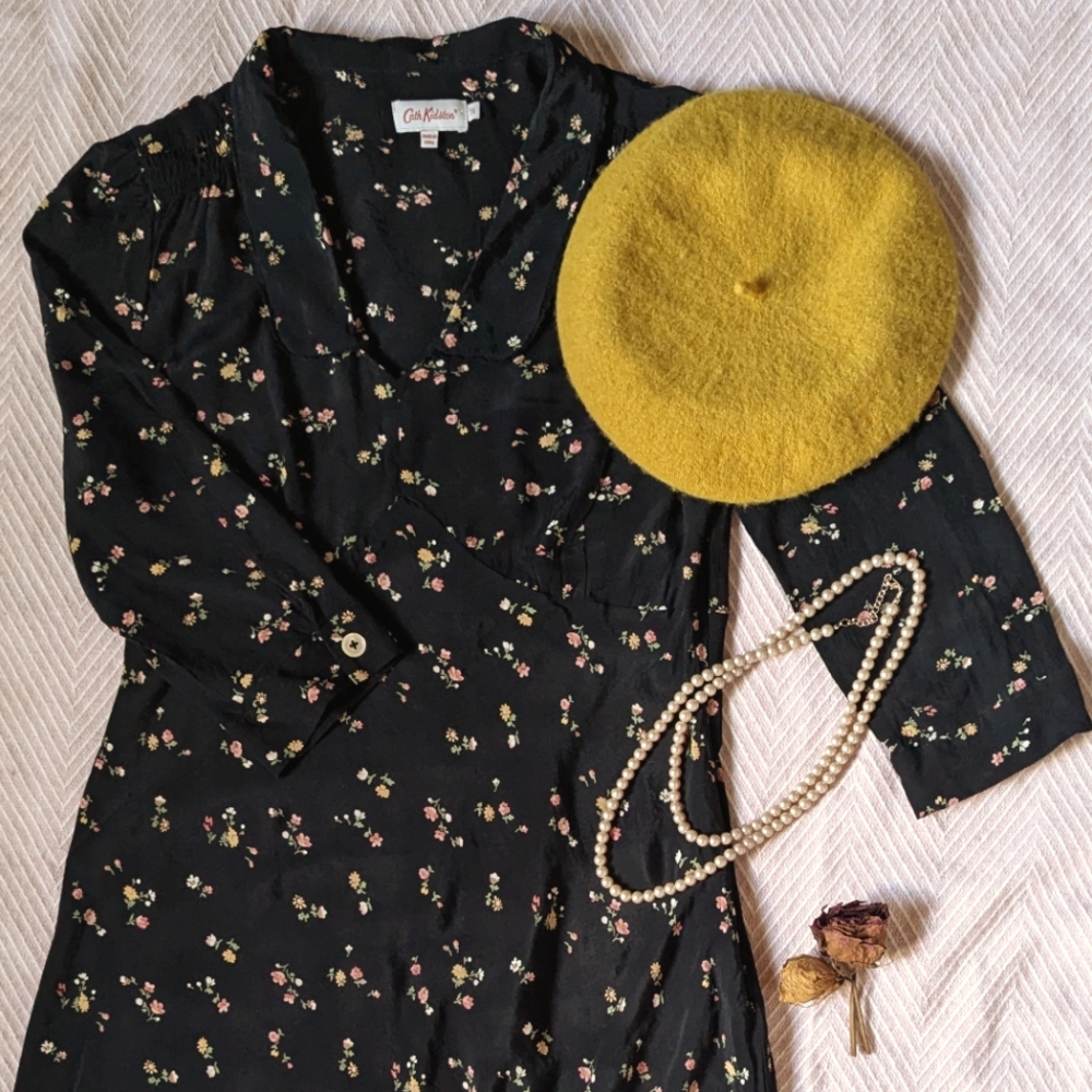 Size 14 Black Cath Kidston Dress with floral pattern
